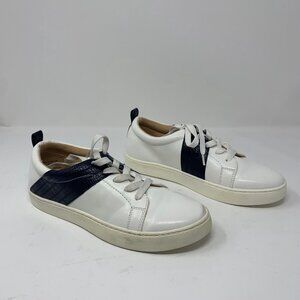 Journee Collection Sneakers Shoes Women's 8.5 White Black Leather Round Toe 8086